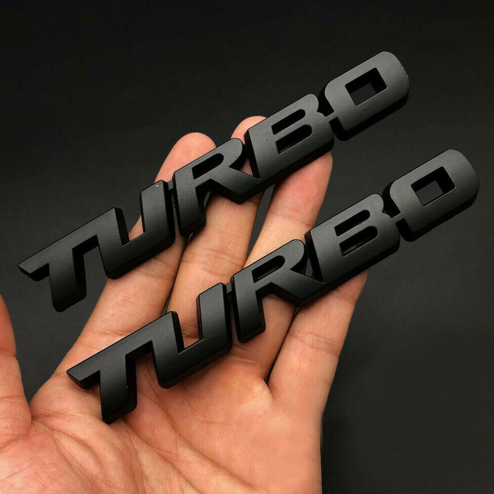 2x Car Exterior Accessories 3D Metal TURBO Logo Emblem Badge Decal Sticker Trims