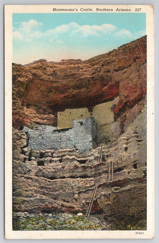 Montezuma's Castle Northern Arizona Cliff Dwelling Linen Postcard