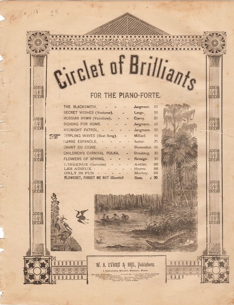 Rippling Waves (Boat Song) in Circlet of Brilliants 1885, Antique sheet music
