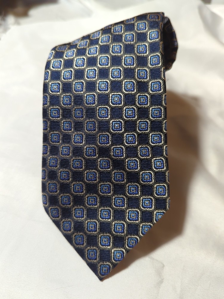Canali Tie Navy Tie With Blue Squares Italy