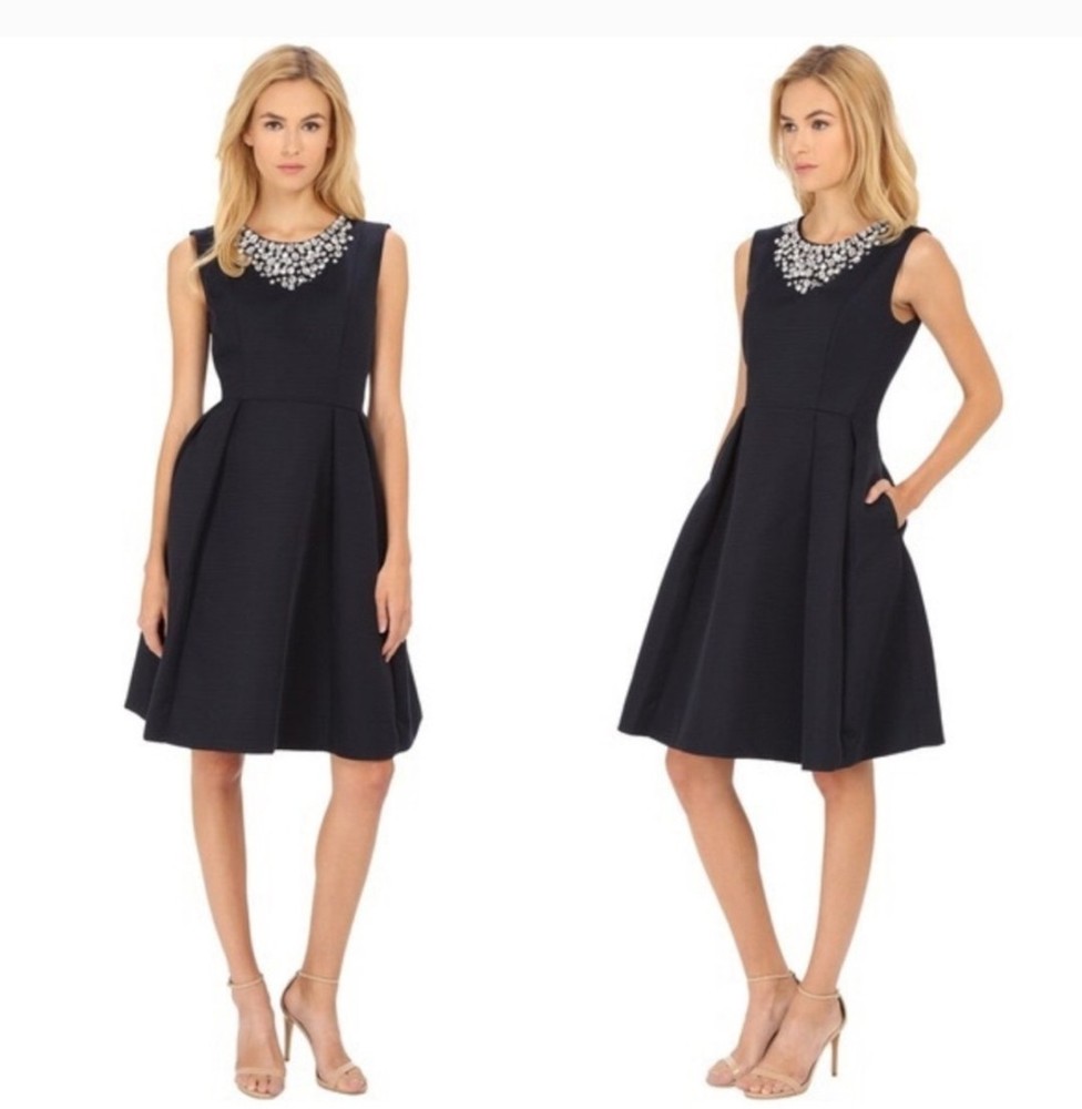 Kate Spade Black Silk Blend Cambria Crystal Embellished Mini Formal Dress Size 0