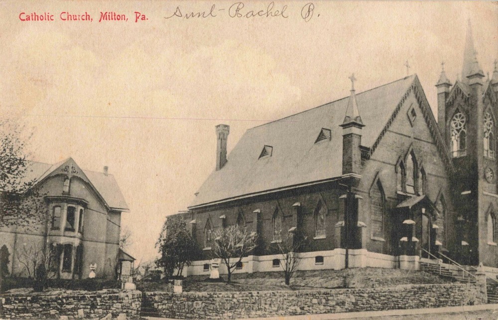 Catholic Church, Milton, Pennsylvania PA - c1910 Vintage Postcard