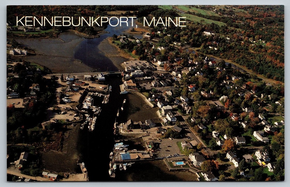 Kennebunkport Maine Kennebunk River Aerial View Vintage Postcard
