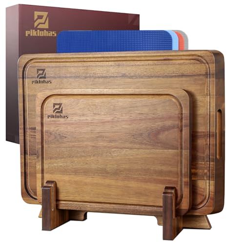 Acacia Wood Cutting Boards Large Set of 7, Charcuterie Chopping Board for Brown-image