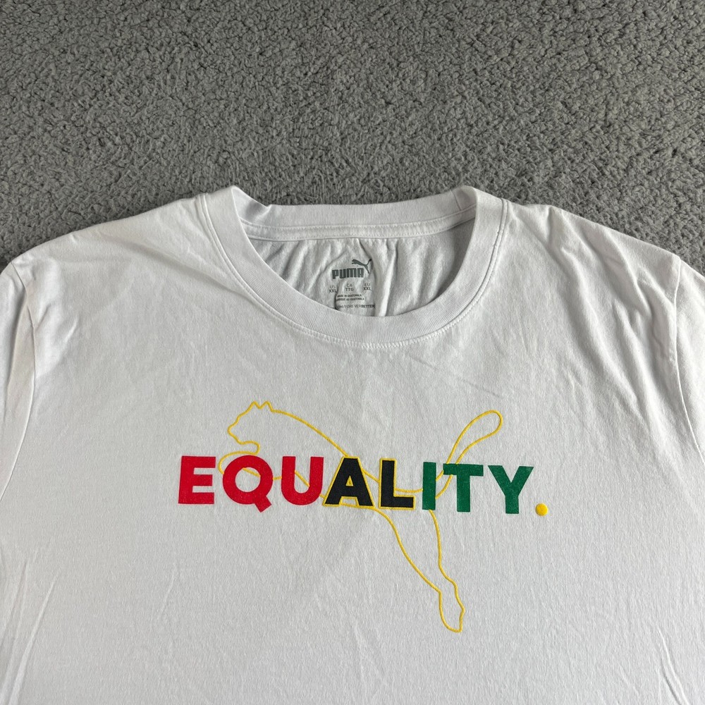 Puma T shirt Mens 2XL XXL White Graphic Tee Equality Casual Sports Outdoor Beach