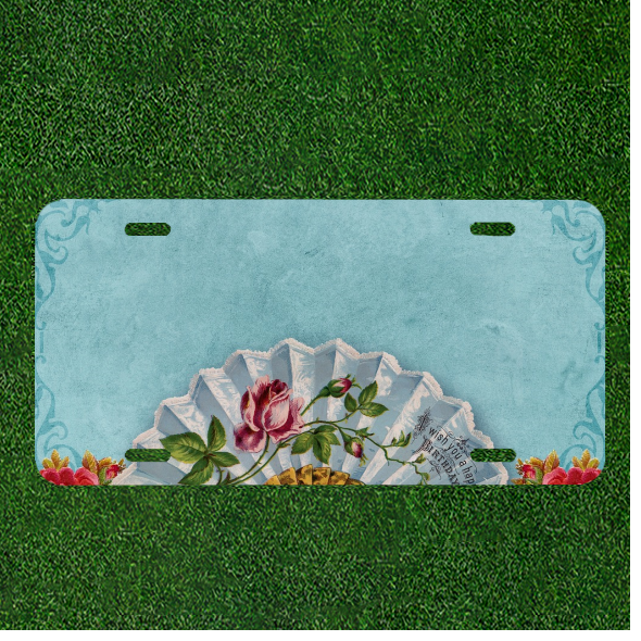 Custom Personalized License Plate Auto Tag With Stunning Flowers Add Names