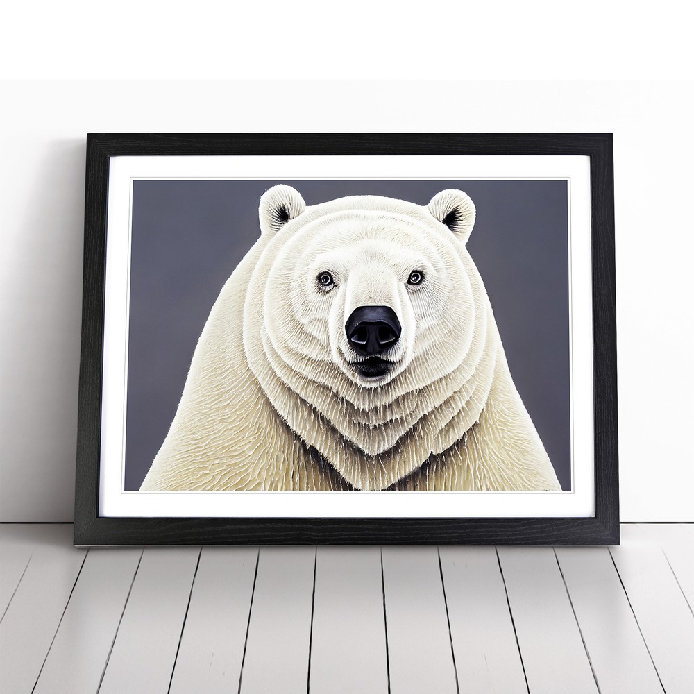 Euphoric Polar Bear Framed Canvas Wall Art Decor Poster