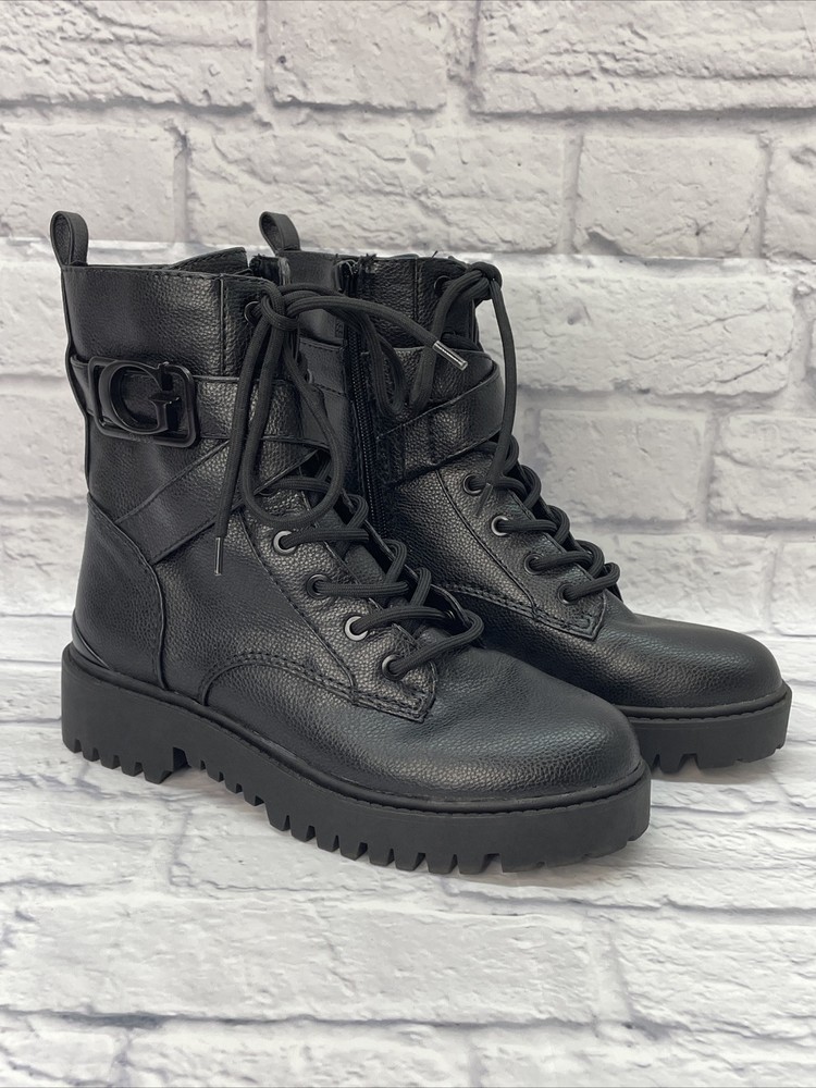 Guess Womens Orana  Black Combat & Lace-up Boots Shoes Size 8M