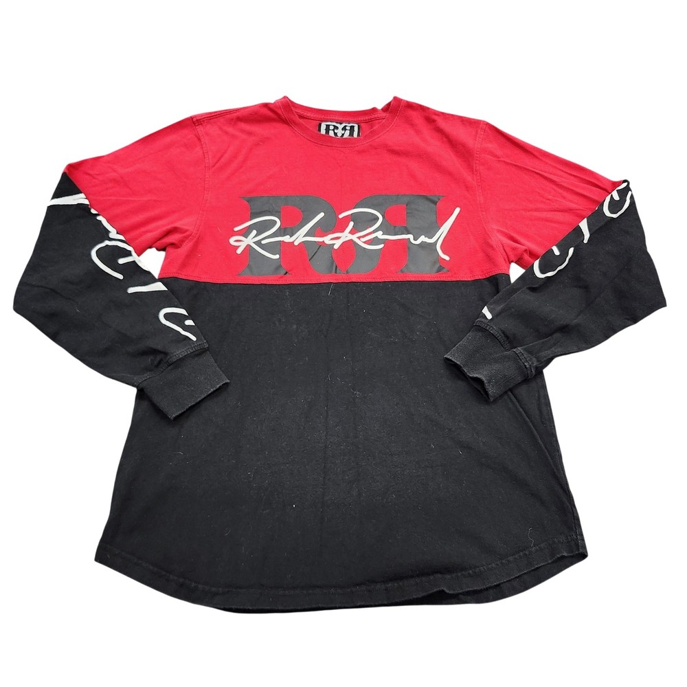 Rock Revival Shirt Mens Medium Red Black Long Sleeve Logo Graphic Tee Streetwear