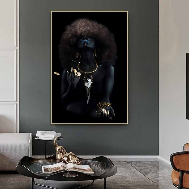 African Black Woman Canvas Painting Modern Art Poster Canvas Wall Art Wall Decor