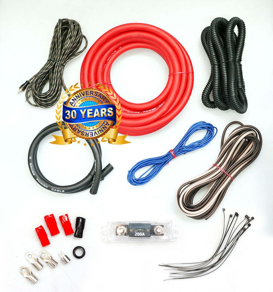 XP Audio 0 Gauge 5000W Car Amplifier Installation Power Amp Wiring Kit Red