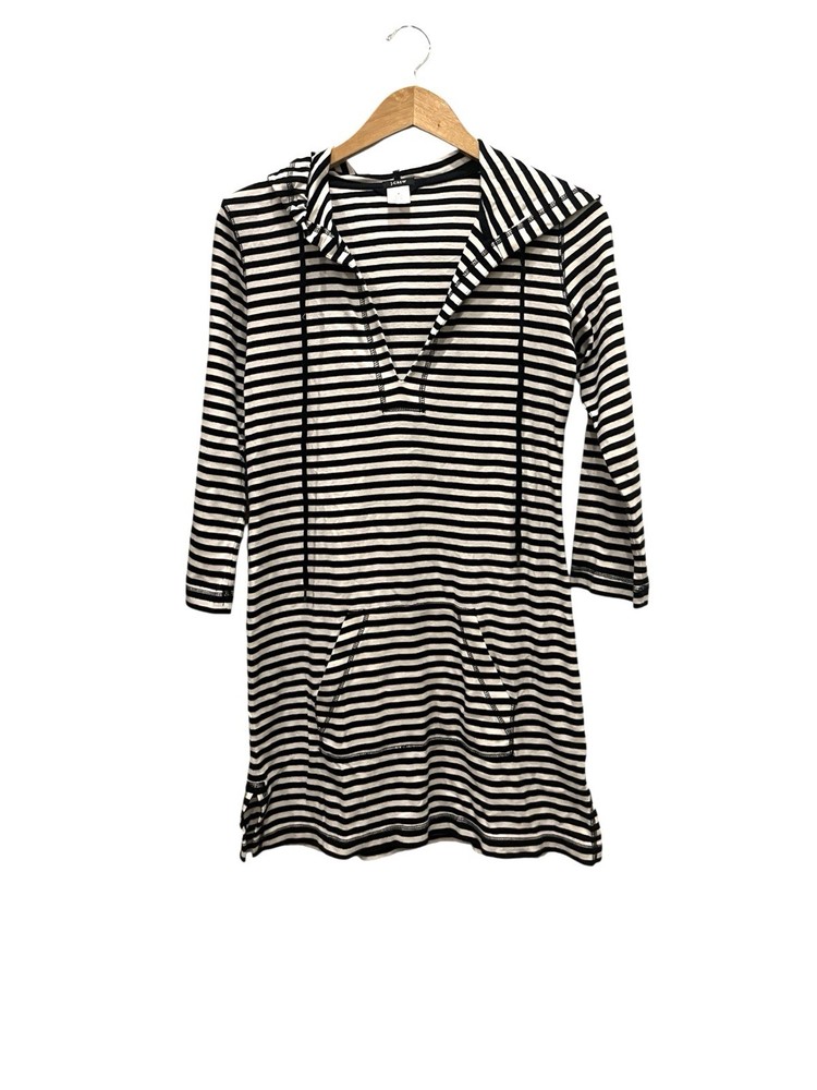 J.Crew Womens Striped  Hoodie Beach Dress Cover Up Size Medium
