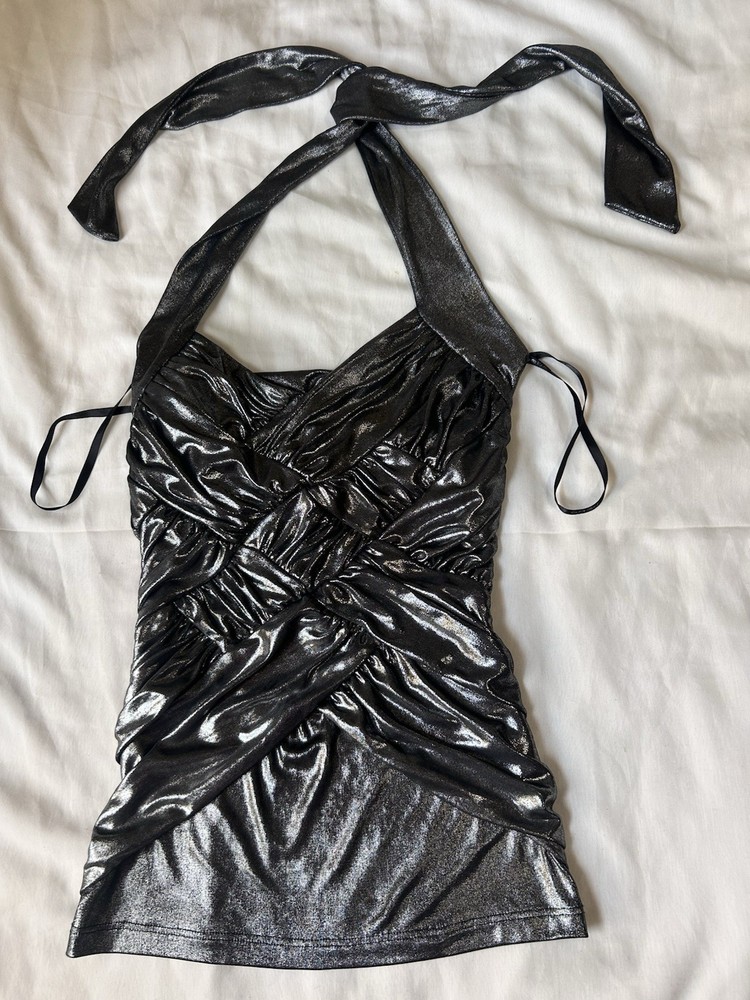 Bebe Vintage y2k 2000s EUC halter silver XS Womens Top