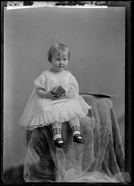 Photo:Moulthrop Young Child in White Dress Studio Portrait