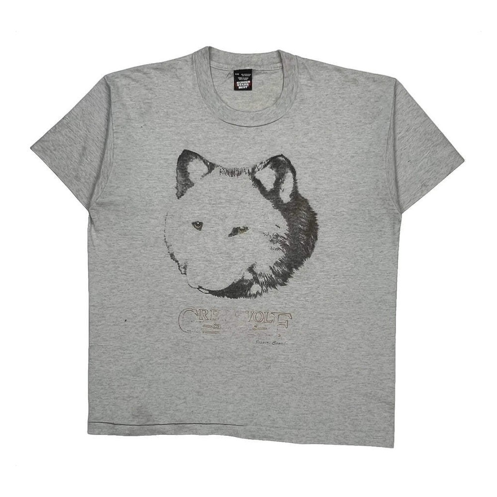 Single Stitch Screen Stars T-Shirt - XL Gray Cotton Blend