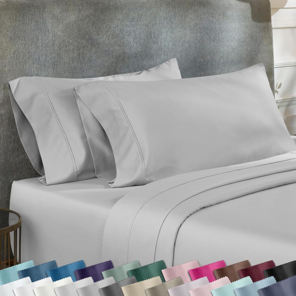 King Size Pillowcase Set - 400 Thread Count, 100% Cotton Sateen, Set of 2 Pillow