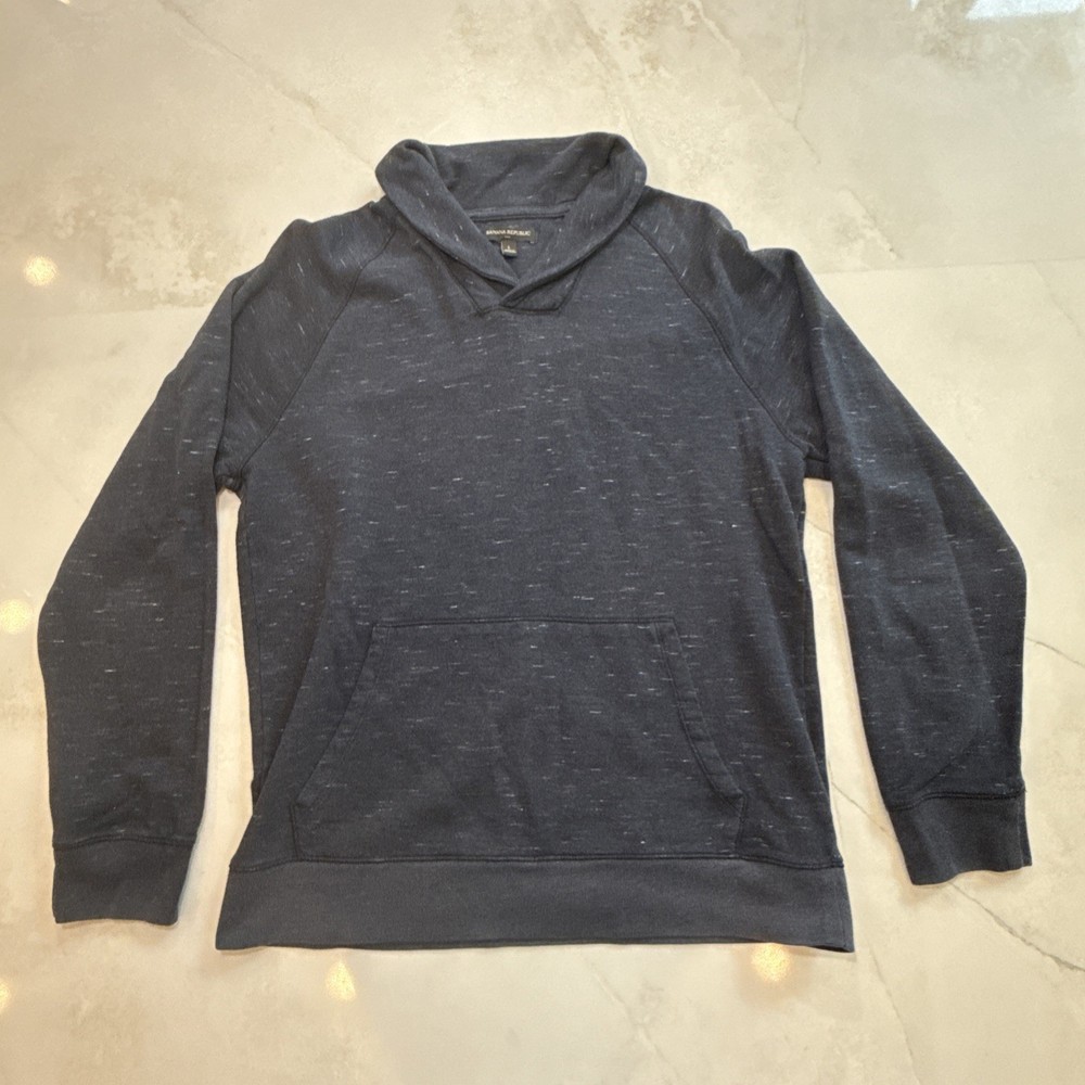 Banana Republic Men’s Shawl Collar Sweatshirt Blue Pullover Size L