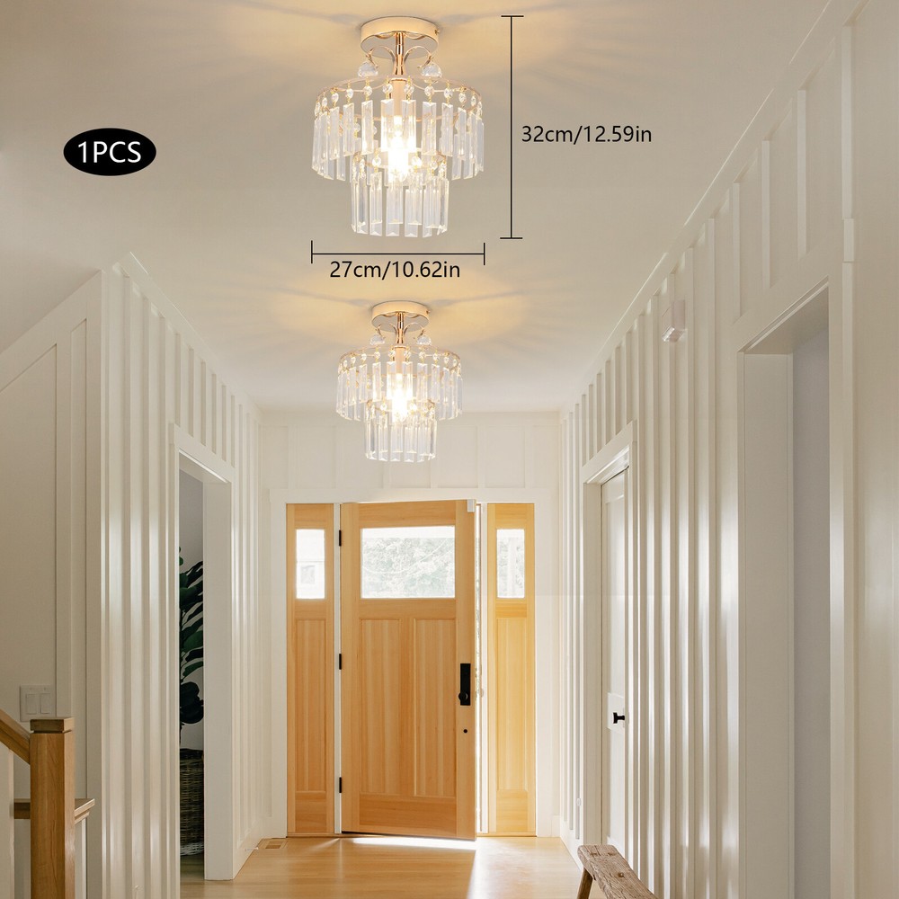 110V Contemporary Crystal Pendant Chandelier Ceiling Lamp 270mm Modern Lighting