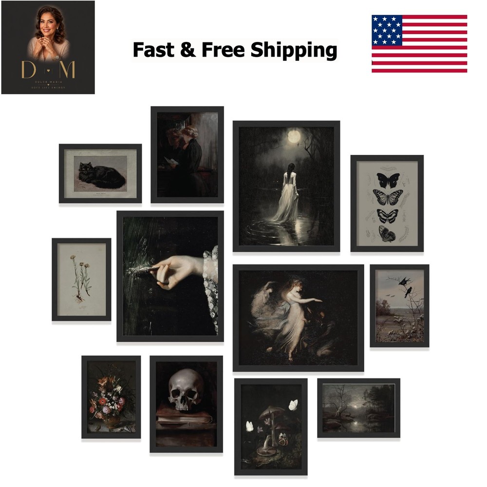 Dark Academia Decor - Victorian Gothic Wall Art Prints, Dark Moody Aesthetic ...