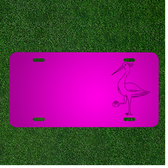Create Your Custom Car License Plate Featuring Names and Heron Bird Design