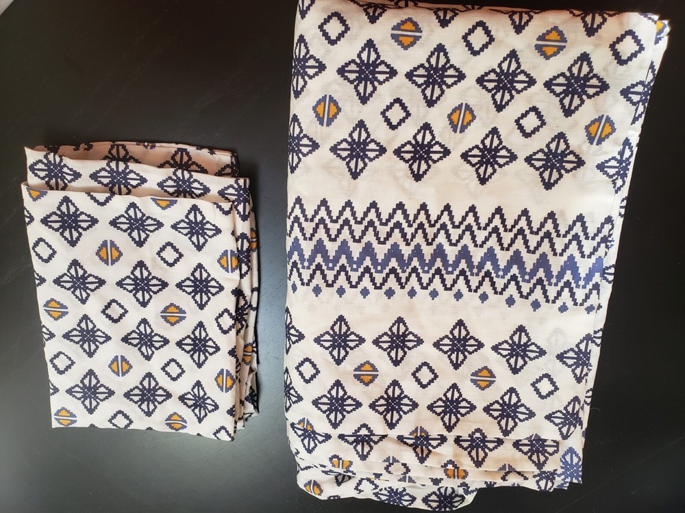 IKEA SOMMAR Duvet Cover and Pillowcase Set, Twin Size White Blue Geometric New