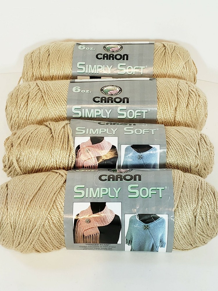 Caron 4 Skeins Simply Soft Yarn 6oz 9703 Bone