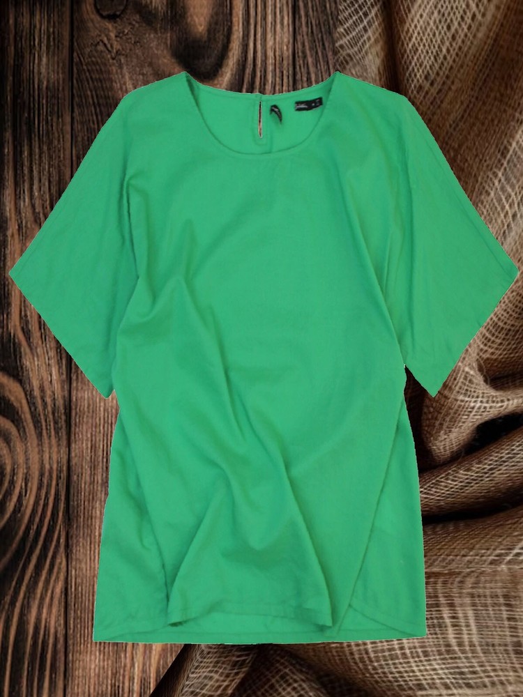 Gudrun Sjoden Green Modal Angel Sleeve Top Size M 12-14 Eco-Friendly Comfort Women's