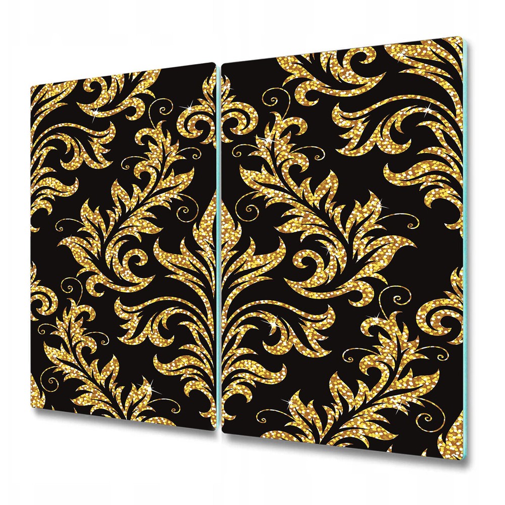 Tempered Glass Kitchen Chopping Board Floral golden golden and black 2x30x52