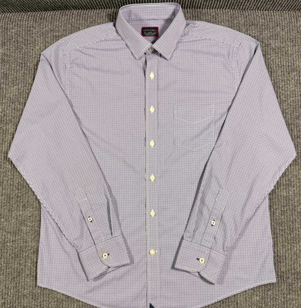 UNTUCKit Shirt Mens Large Micro Check Stretch Button Up Long Sleeve Blue Casual