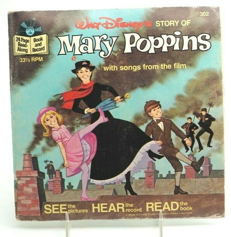 Vintage Disneyland 45 RPM Record Story Of Mary Poppins With Songs From The Film