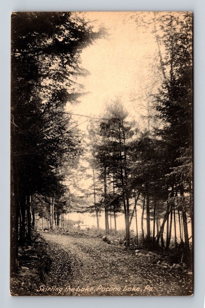 Pocono Lake PA-Pennsylvania, Scenic View Skirting Lake Vintage Postcard