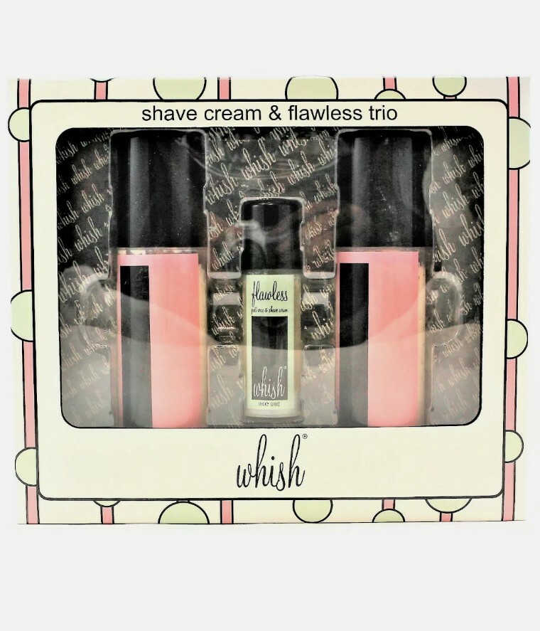 Whish All Natural Shave Cream & Flawless Trio Pomegranate 2 5oz & 1.1oz Flawless