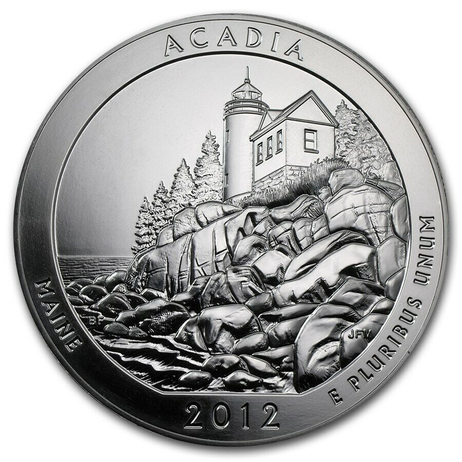 2012 America The Beautiful Acadia National Park Maine 5 Oz Silver Coin ATB-image