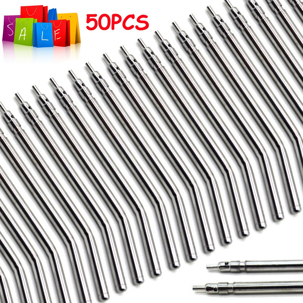 50PC Dental Air Water Spray Triple Syringe Metal Autoclavable Nozzles/Tips/Tubes
