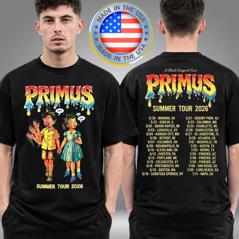 Primus Merch The Clay Pool Gold Tour 2026 Trippy Childhood Summer Tour T-Shirt