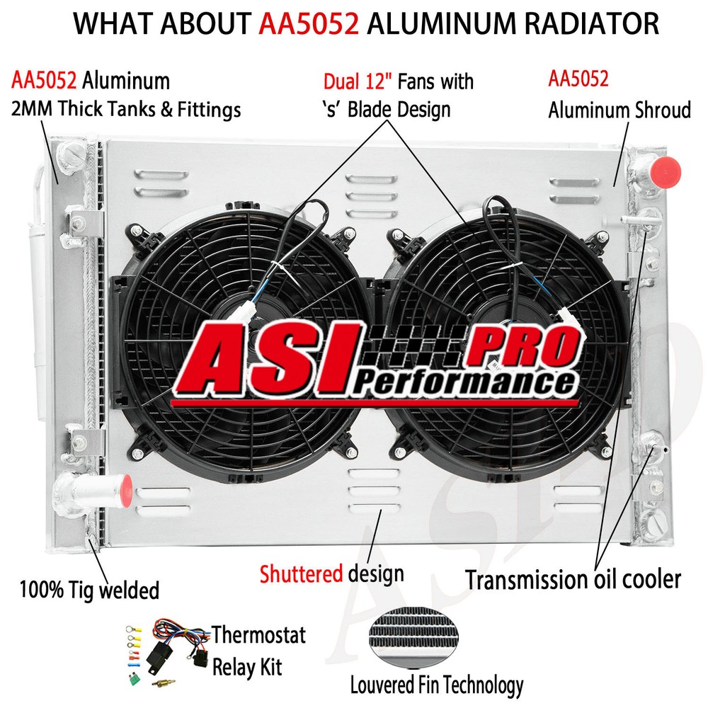 3 Row Radiator Shroud Fan w/ Condenser Combo For 07-20 Nissan 370Z Infiniti G35