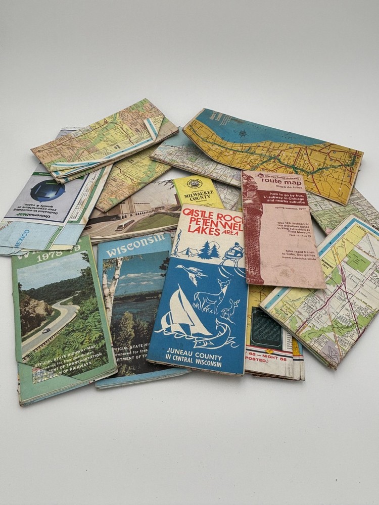Lot of 15 Vintage Road Maps Travel Brochure USA Wisconsin/Milwaukee/Florida