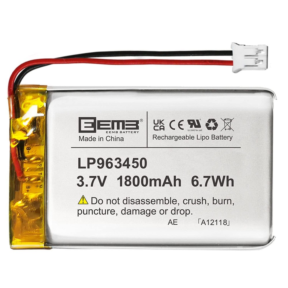 Lithium Polymer Battery 3.7V 1800mAh 963450 Lipo Rechargeable Battery Pack wi...