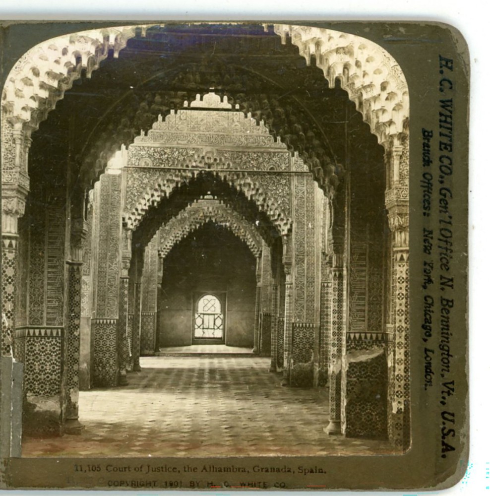 Court of Justice the Alhambra Granada Spain HC White Stereoview
