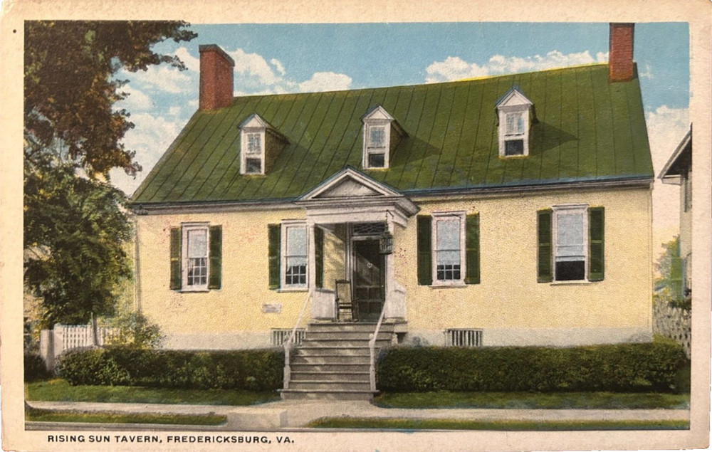 Vintage postcard: Rising Sun Tavern, Fredericksburg, VA, est pre-1775, unposted