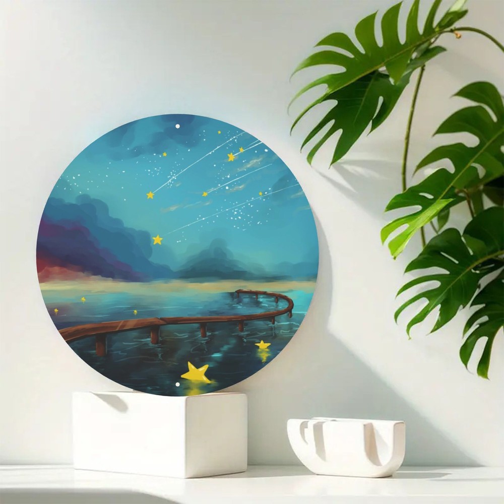 Round Aluminum Metal Wall Art Decoration 2D Flat Design