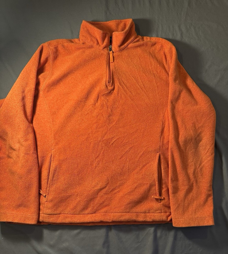Lands End Women’s XL Pullover 1/4 Zip Fleece Jacket Orange Outdoor Activewear