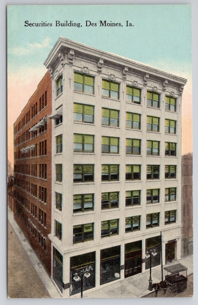 Securities Building Des Moines, IA Postcard Enos B. Hunt Jr. Early 1900s