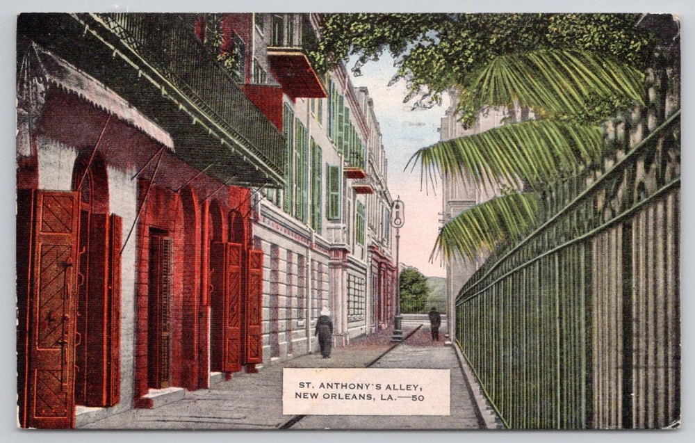 St. Anthony's Alley New Orleans LA 1952 Postcard E.C. Kropp Co.