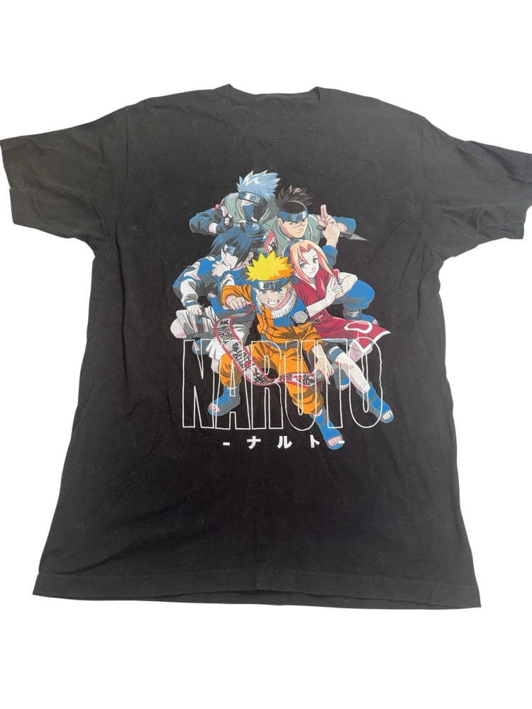 Vintage 2002 Naruto Black Short Sleeve Graphic Reprint T-Shirt All Sizes S-3XL