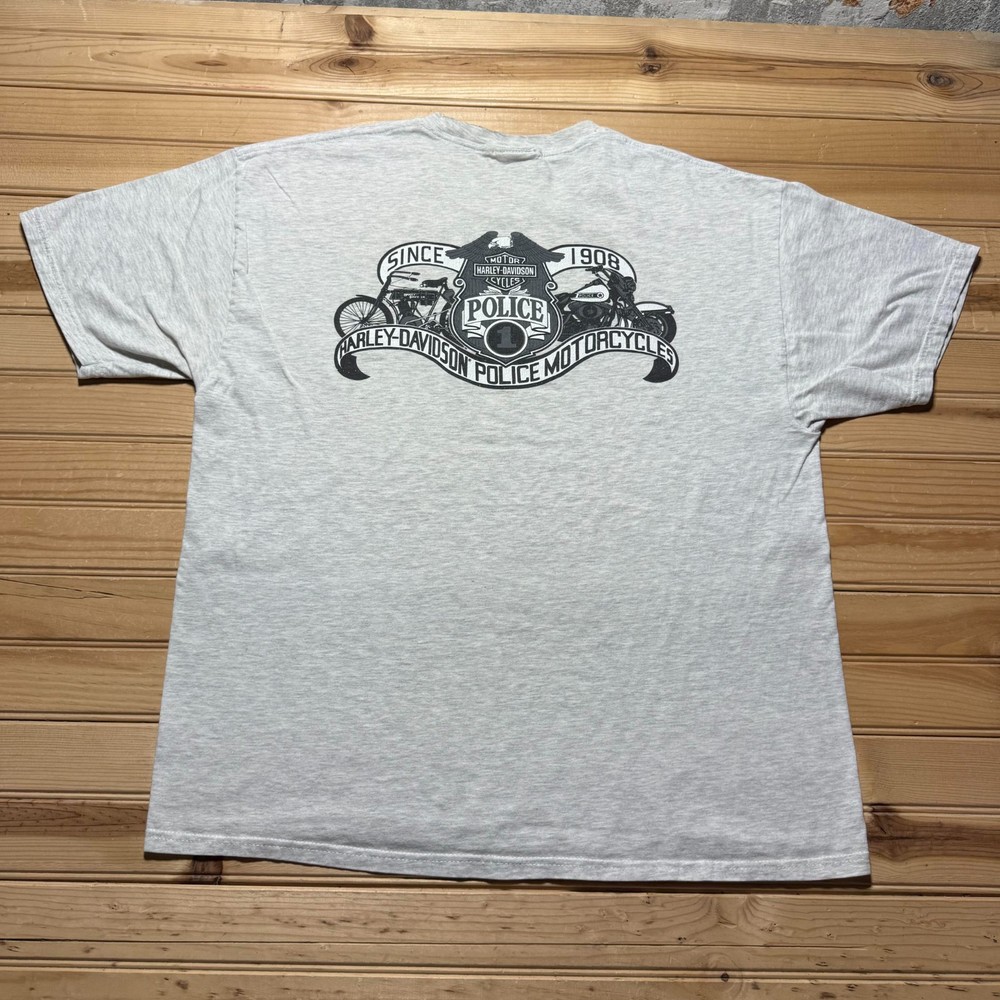 Vintage Harley-Davidson Police Motorcycles Eagle Badge Graphic Biker T-Shirt XL