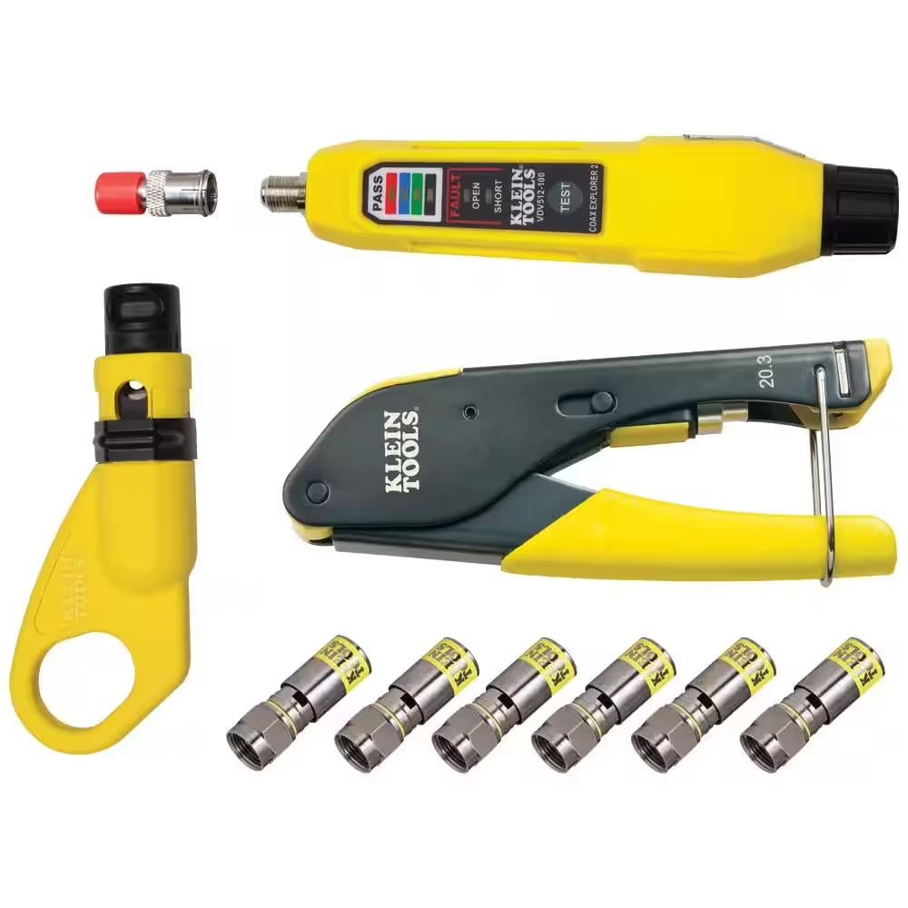 Coaxial Cable Tool Kit for TV Satellite Internet Installation and Testing  