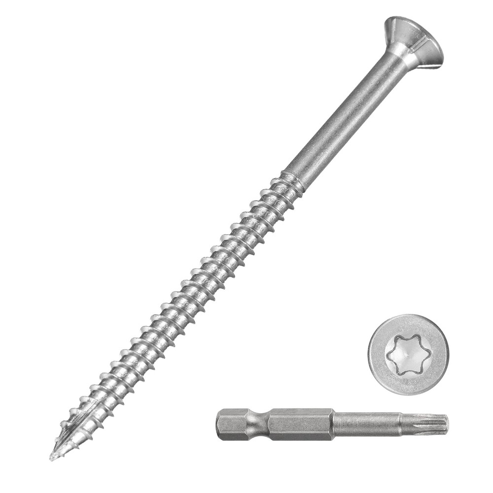 410 Stainless Steel #10x3 Deck Screws 200Pcs Silver Wood Screws
