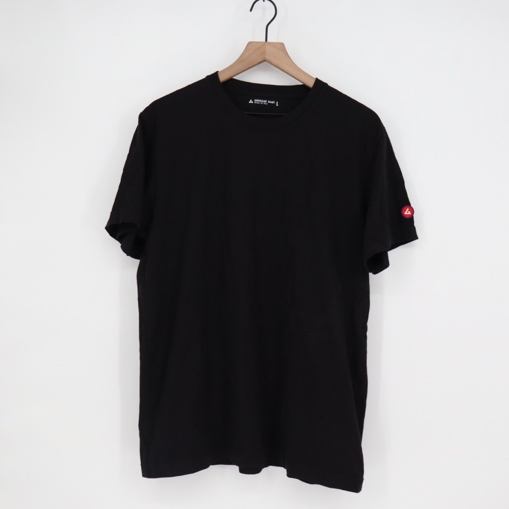 American Giant Mens Black Crew Neck T Shirt Short Sleeve Made in USA Size L