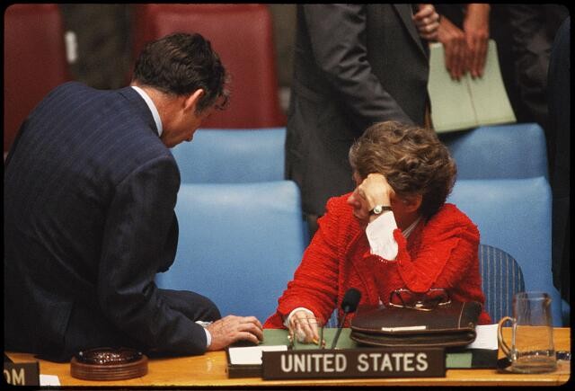 Photo:New York NY Jeane Kirkpatrick 1983 United Nations Delegate Meeting